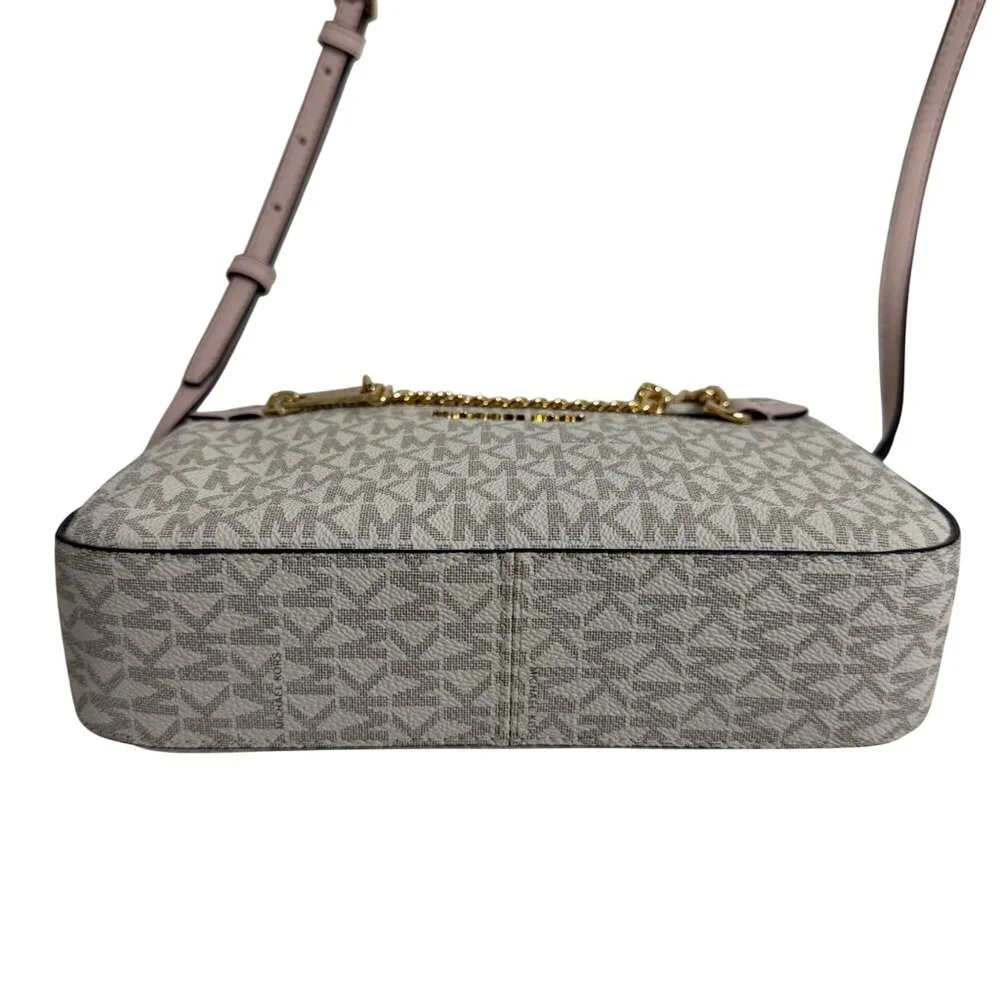 Michael Kors Jet Set East West Large Logo Powder Blush Multi Color Crossbody Ba